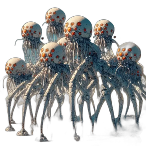 robot, creature, staff, concept art transparent PNG cut-out