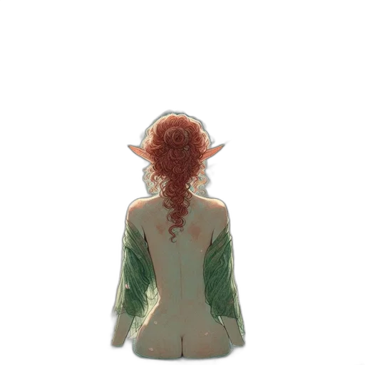 jacket, dress, staff, hair transparent PNG cut-out