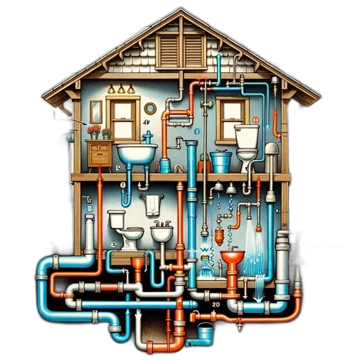 detailed, illustration, house, plumbing transparent PNG cut-out