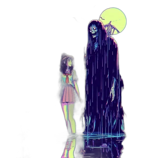 dress, creature, hair, vaporwave transparent PNG cut-out