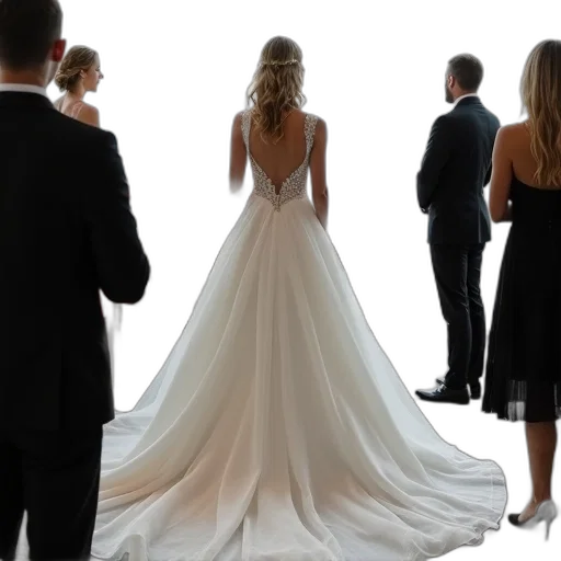 dress, crown, bride, white transparent PNG cut-out