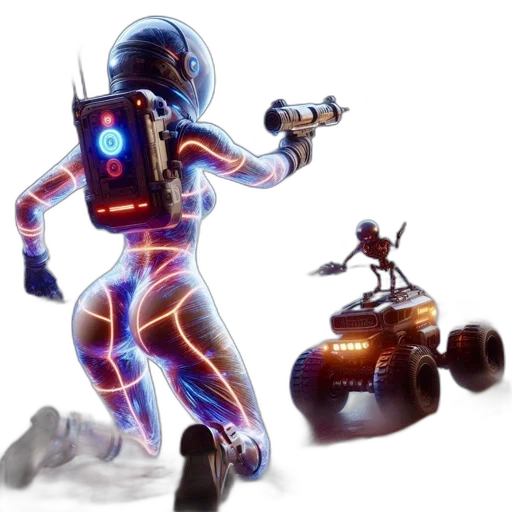 robot, concept art, 3d render, cyberpunk transparent PNG cut-out