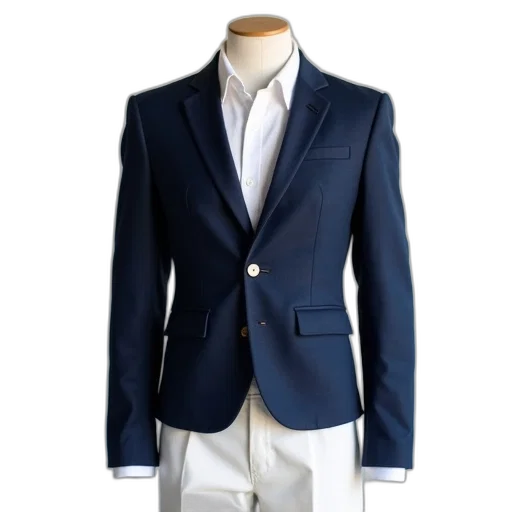jacket, blue, mannequin, displays transparent PNG cut-out