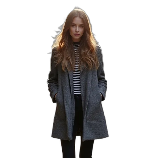 jacket, dress, staff, hair transparent PNG cut-out
