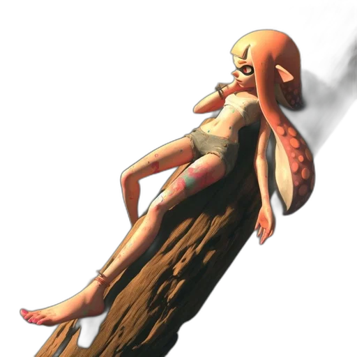 creature, dress, hair, staff transparent PNG cut-out
