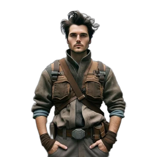 jacket, staff, hair, concept art transparent PNG cut-out