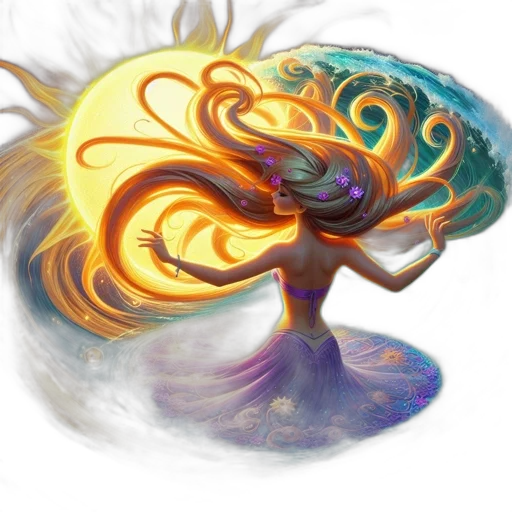hair, dragon, staff, crown transparent PNG cut-out