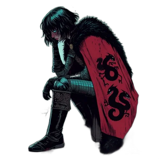 sword, jacket, concept art, comic book art transparent PNG cut-out