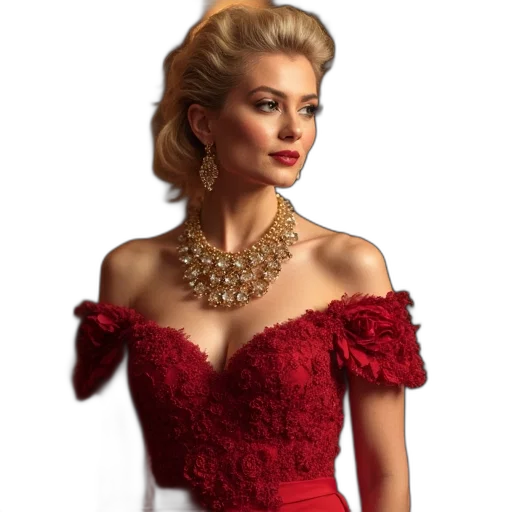 dress, jewelry, crown, photorealistic transparent PNG cut-out