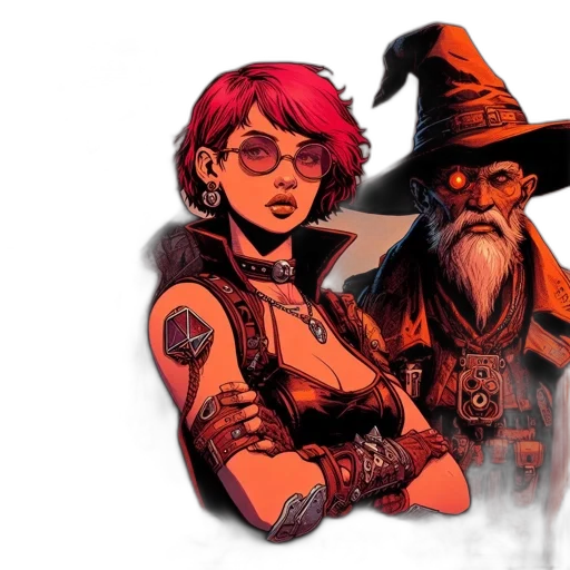concept art, comic book art, fantasy art, cyberpunk transparent PNG cut-out