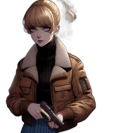 jacket, staff, weapon, face transparent PNG cut-out