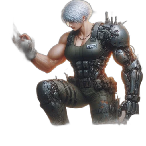 robot, weapon, jacket, face transparent PNG cut-out