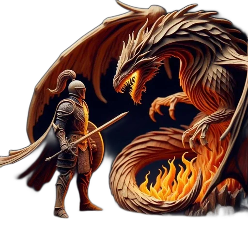 dragon, sword, creature, fantasy art transparent PNG cut-out