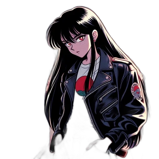 jacket, hair, staff, weapon transparent PNG cut-out