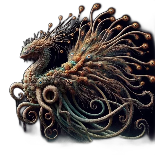 dragon, creature, hair, mask transparent PNG cut-out