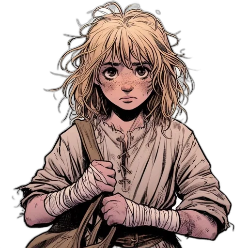 staff, jacket, hair, weapon transparent PNG cut-out
