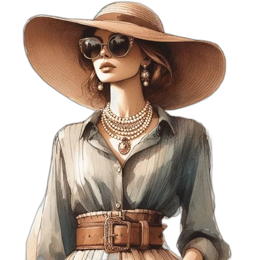 jewelry, hat, dress, staff transparent PNG cut-out