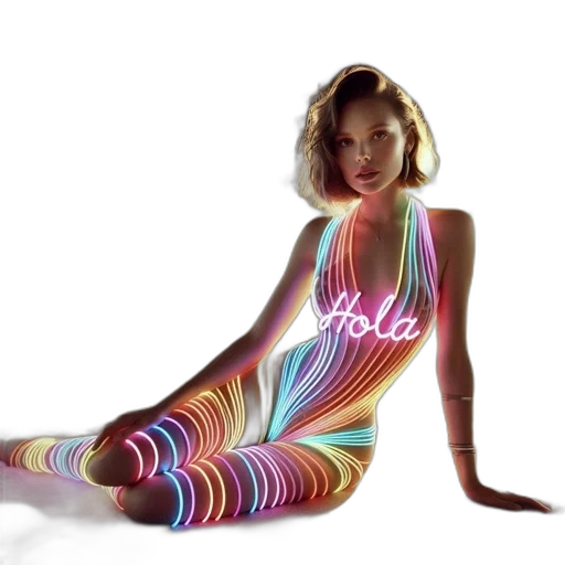 dress, hair, creature, vaporwave transparent PNG cut-out