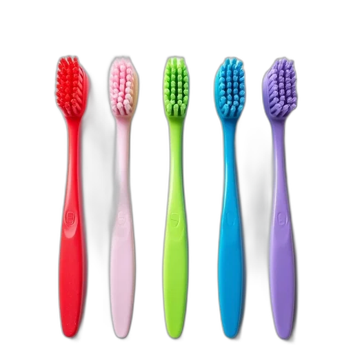 neon, set, five, toothbrushes transparent PNG cut-out