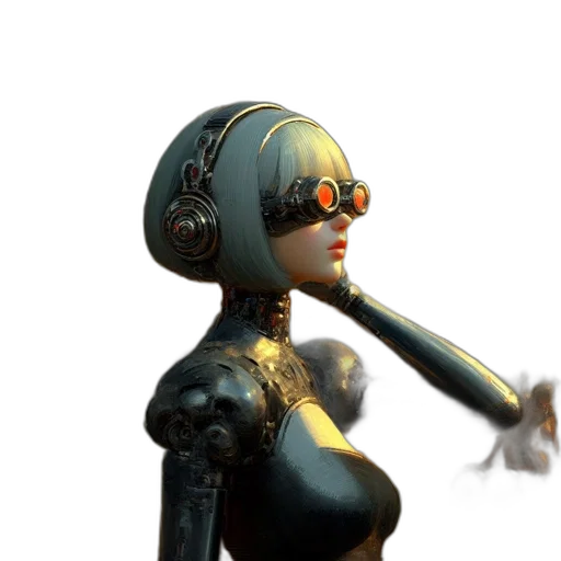 robot, staff, dress, weapon transparent PNG cut-out