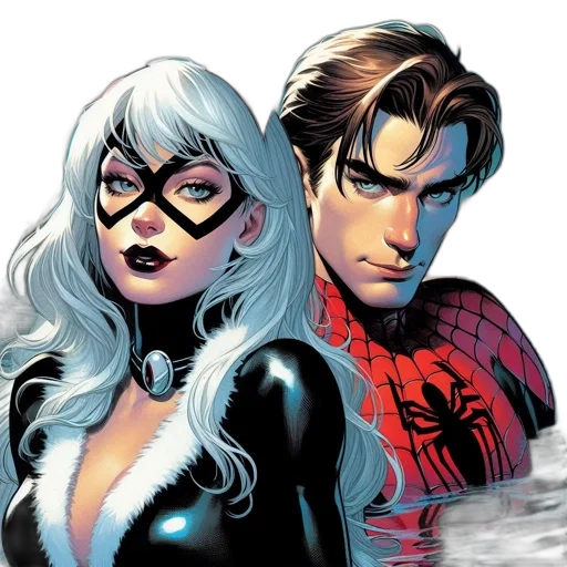comic book art, concept art, two, animated transparent PNG cut-out