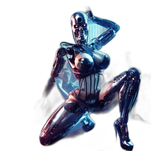 robot, concept art, 3d render, cyberpunk transparent PNG cut-out