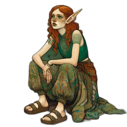dress, staff, dragon, fantasy art transparent PNG cut-out