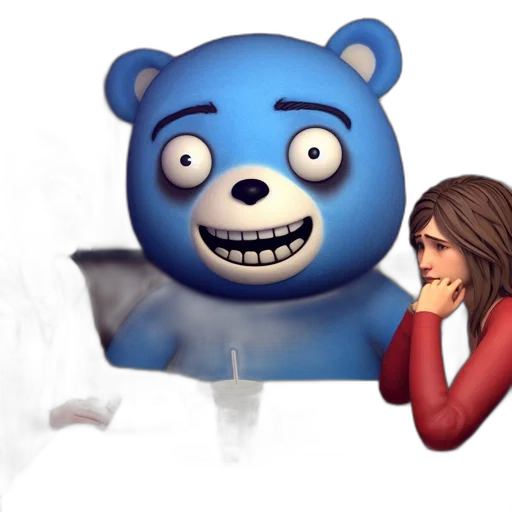 concept art, 3d render, cartoon, blue transparent PNG cut-out