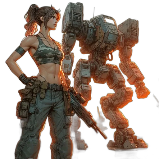 robot, weapon, concept art, cyberpunk transparent PNG cut-out