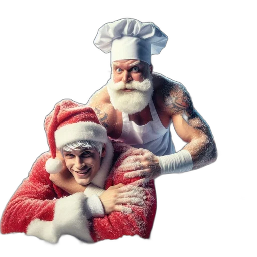 food, concept art, two, santas transparent PNG cut-out