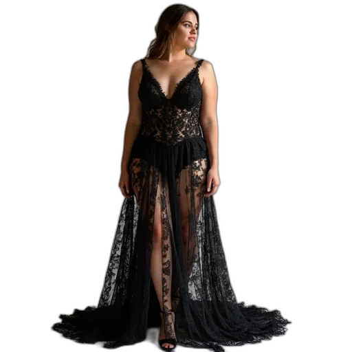 dress, dark, allover, lace transparent PNG cut-out