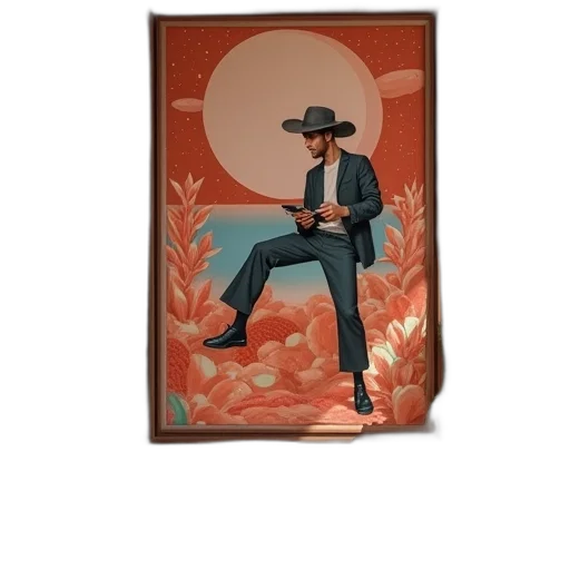 hat, staff, robot, jacket transparent PNG cut-out