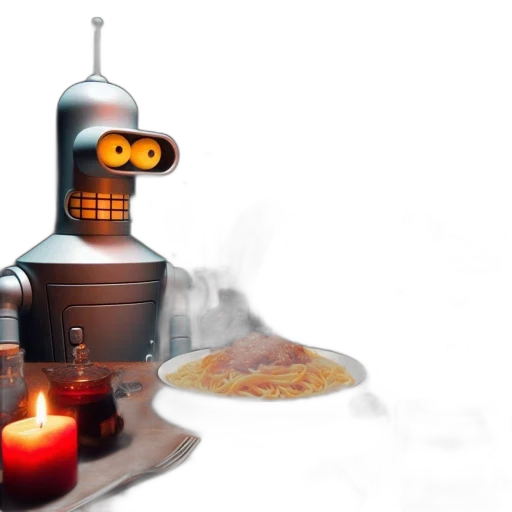 robot, food, 3d render, concept art transparent PNG cut-out