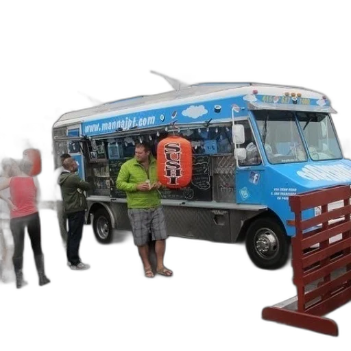 3d render, blue, food, truck transparent PNG cut-out