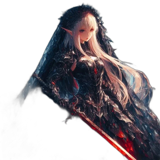 dress, hair, sword, face transparent PNG cut-out
