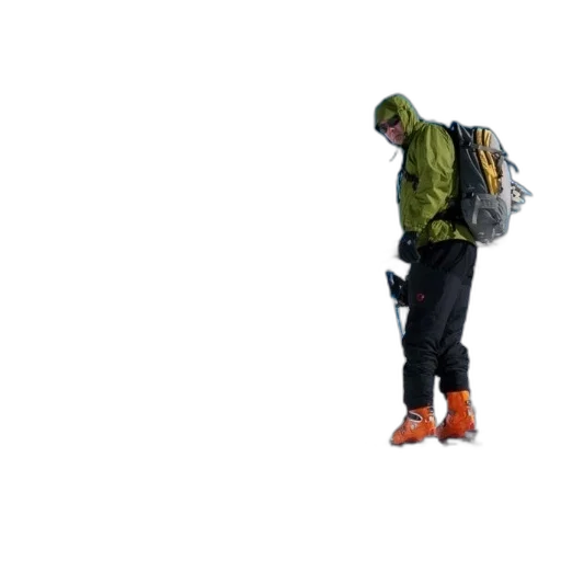 jacket, shoes, staff, creature transparent PNG cut-out