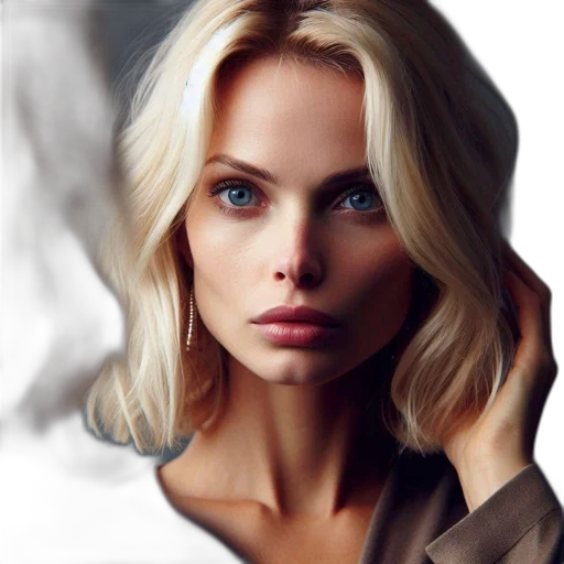 face, hair, jacket, jewelry transparent PNG cut-out