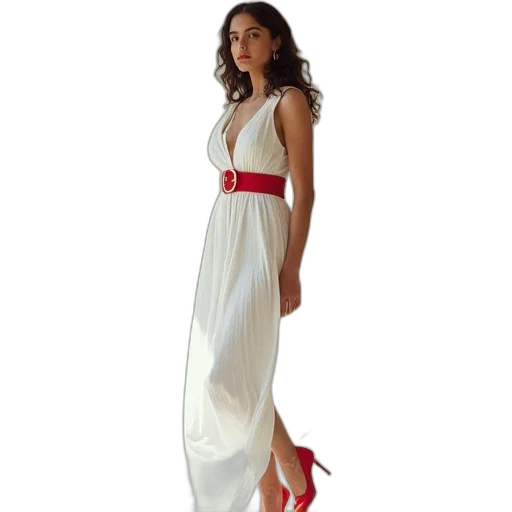 dress, red, all, white transparent PNG cut-out