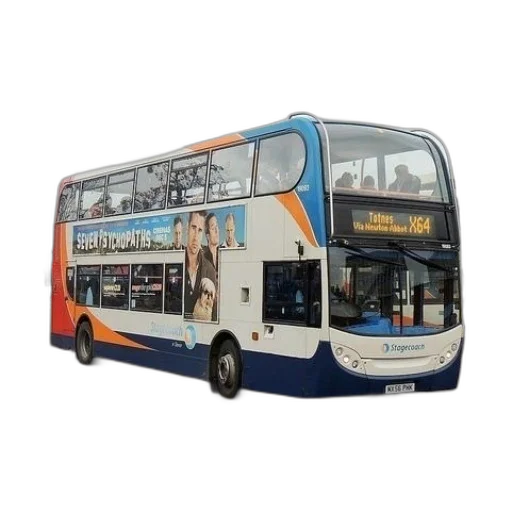 photorealistic, 3d render, double-decker, bus transparent PNG cut-out