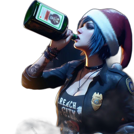 bottle, jacket, weapon, hat transparent PNG cut-out