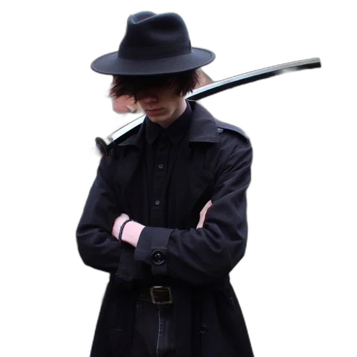 staff, hat, jacket, umbrella transparent PNG cut-out
