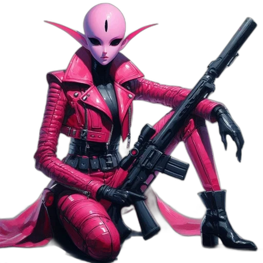 weapon, robot, staff, jacket transparent PNG cut-out