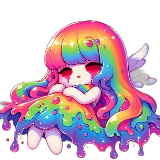 creature, hair, pixel art, watercolor transparent PNG cut-out