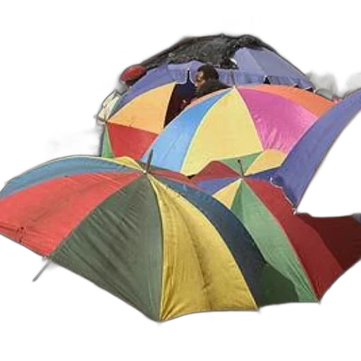 umbrella, hat, jacket, vibrant transparent PNG cut-out