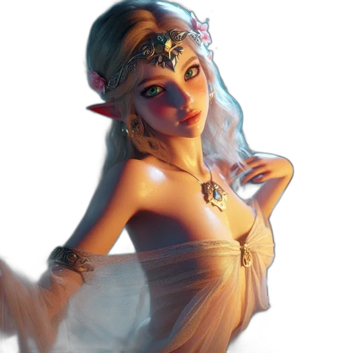 dress, crown, jewelry, staff transparent PNG cut-out