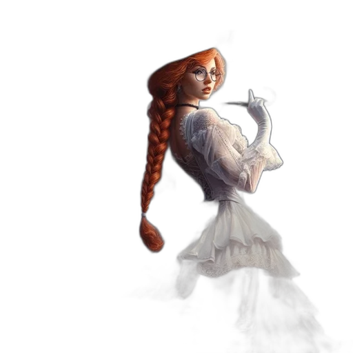 dress, hair, staff, sword transparent PNG cut-out