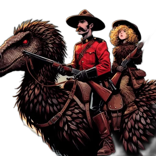 comic book art, concept art, two, riders transparent PNG cut-out