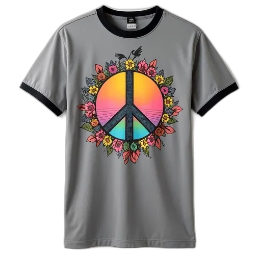 colorful, grey, t-shirt, peace transparent PNG cut-out