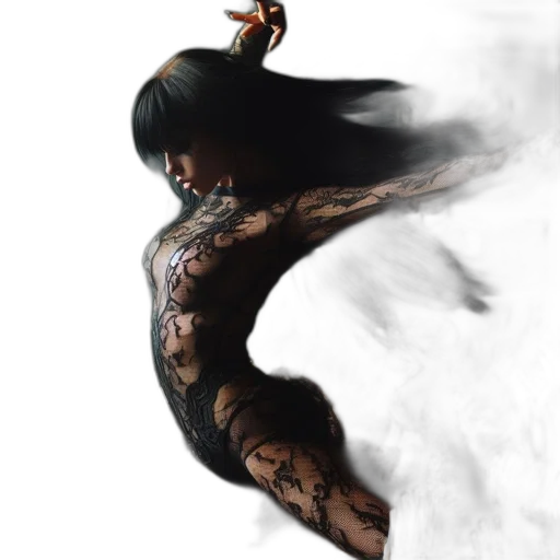 dress, dragon, hair, creature transparent PNG cut-out