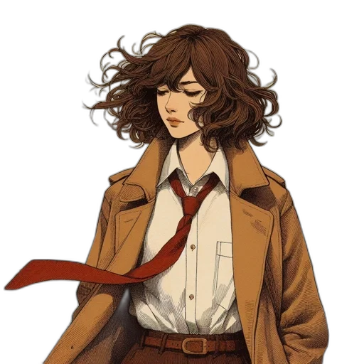 jacket, staff, hair, umbrella transparent PNG cut-out